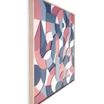 Scott Albrecht wood relief piece in shades of pinks, blues and grays