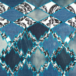 Ben Venom's textile of a geometric pattern with blue jeans