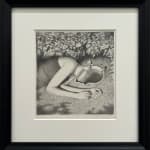 drawing of a woman who's head is a pool by Miles Johnston