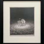 drawing of figure bathing in the cosmos by Miles Johnston