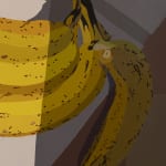 detail of Natalia Juncadella painting of pool steps, shadows and bananas