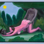 Corey K. Lamb - female figure on all fours holding severed head, body behind mounting her in the forest