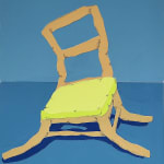 Allison Baker collage of a yellow chair collapsed on blue background