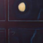 detail of Grace Tobin painting - windowpane and moon at night
