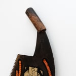 Large Japanese saw with GATS character in orange in yellow painted on the blade