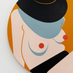 Painting of a topless woman with a black sun hat by Jillian Evelyn