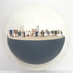 dome sculpture with small figurines in a museum by Abigail Goldman