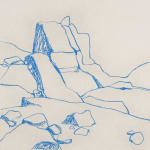 rough sketch of rocks and boulders done in blue line