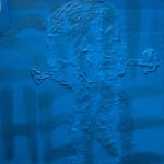 blue canvas with the words "Still Here" and a robot figure