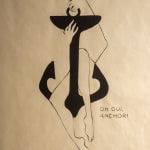 line drawing of a woman wrapped around a boat anchor