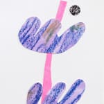 CHIAOZZA - paper collage of purple flower with pink stem