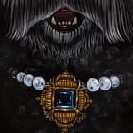 Detail photograph of the small dog's mouth and jeweled collar by Sabrina Bockler