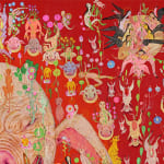 detail of a group of small creatures surrounding the head by Mu Pan