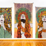 Installation of hand woven tapestries by Chuck Sperry