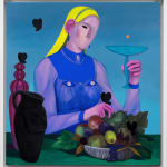 Corey K. Lamb - female figure with bowl of fruit, glasses and vases