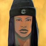 Dennis Brown's painting of a woman wearing a beanie