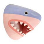 sculpture of a shark head with its teeth showing