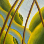 pastel drawing of a lush green landscape against a pale blue sky by Bianca Nemelc