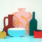sculpture of various cups and vases in colorful colors