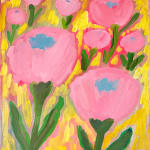 pink and yellow floral painting