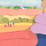 Danym Kwon's painting of folded blankets with scenes in each blanket