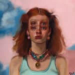 painting of a red headed girl with blurred eyes by Alex Garant