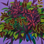 Dennis Brown's painting of plants with a purple background