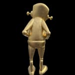 back view of a gold robot statue