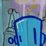 blue robot with a dark blue outline