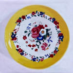 painting of yellow plate with a flower boarder by Francisco Diaz Scotto