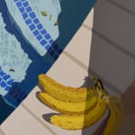 Natalia Juncadella painting of pool steps, shadows and bananas
