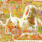 Mu Pan painting of animals and human hybrid creatures eating, fighting, sleeping, etc