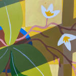 Natalia Juncadella yellow painting of plants, tabletop and shadows detail