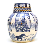 Catalina Cheng's vase with various women on it in blue