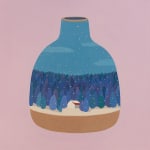 Danym Kwon painting of vase with trees and snowy landscape
