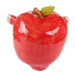 Katie Kimmel's ceramic sculpture of a red apple with a face and arms