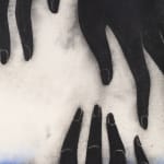 Hilda Palafox of two hands extending down into blue body of water, with a third hand reaching up - image is detail of fingertips