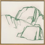 framed - rough sketch of boulders done in green lines