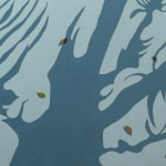detail of Natalia Juncadella painting of blue pool with shadows cast over it