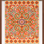 Symmetric drawing of geometric shapes crating a pattern like a mandala