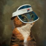 cat wearing Fila sun visor
