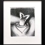 drawing of a figure protruding from a human iris by Miles Johnston