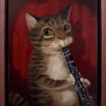 cat playing clarinet