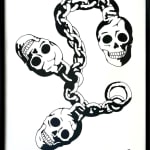 Christopher Martin - Ink drawing of skulls on chain.