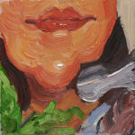 Emilio Villalba painting of woman in orange