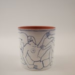 Mattie Hinkley ceramic vase with naked humans painted around the perimeter
