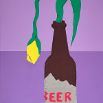 Allison Baker's piece on paper of a yellow flower in a beer bottle