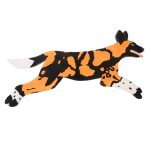 Lorien Stern - flat ceramic piece of an orange and black dog running