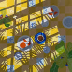 Natalia Juncadella yellow painting of plants, tabletop and shadows