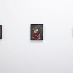 Install photo of Alison Friend's paintings hanging on a white wall